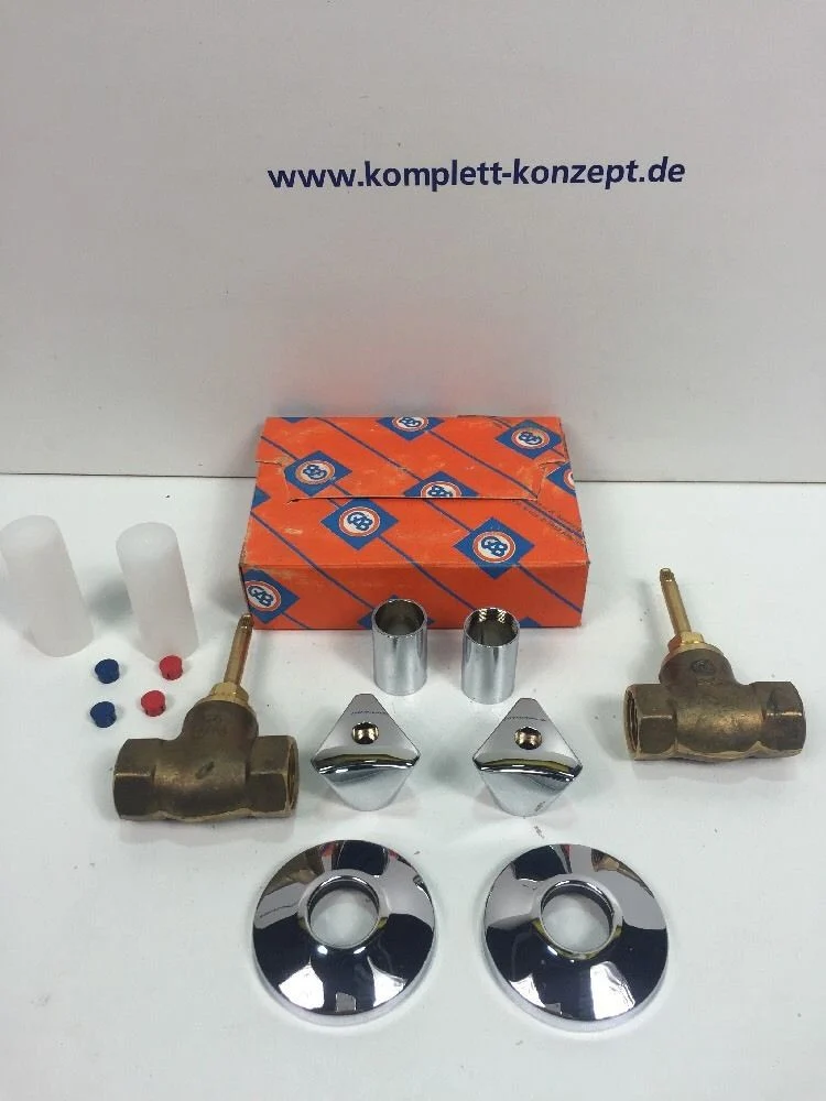 1 Set 2 St. Unterputzventil 3/4 Innengewinde Schubrosette 3Kt Haubengriff Ventil