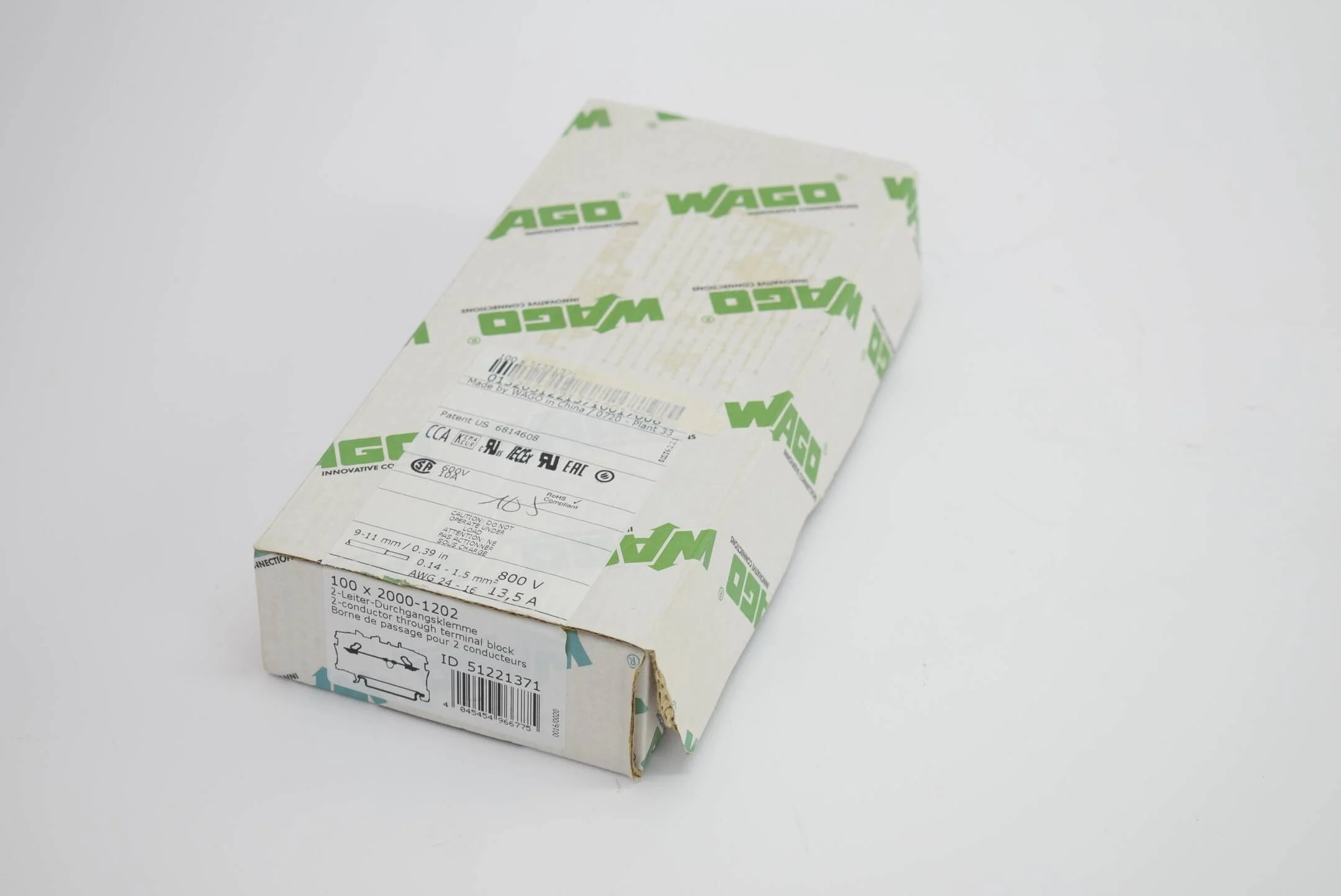 100x Wago 2-Leiter-Durchgangsklemme 2000-1202 ( 20001202 )