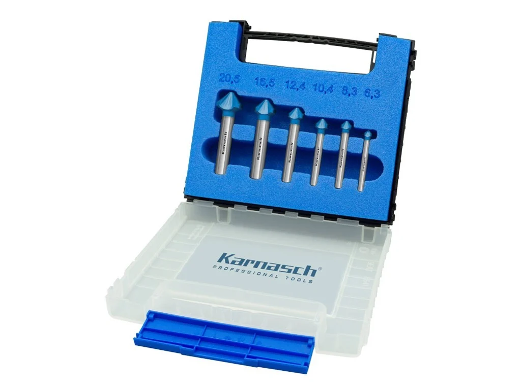 3er-Set Kegelsenker 6,3-20,5mm 90° HSSE-PM ungleiche Teilung, 3-Flächenschaft, Karnasch
