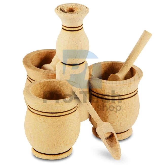 7-teiliges Set mit Gewürzdosen aus Holz 52410