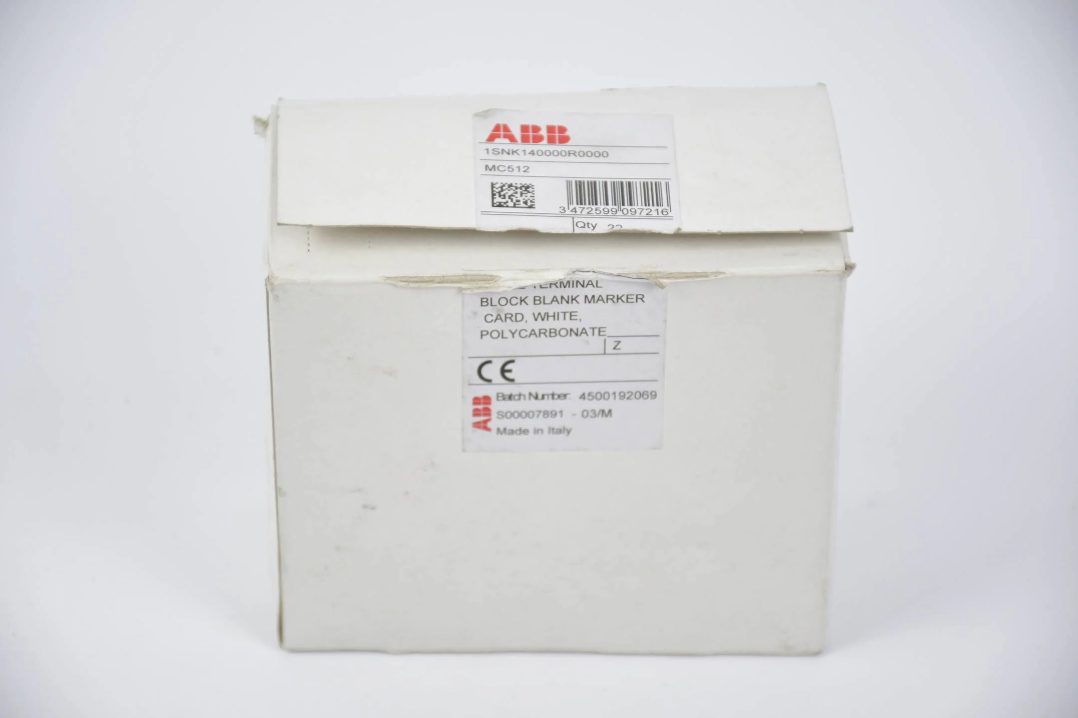 ABB block blank marker card, weiss, Polycarbonat MC512 1SNK140000R0000 Qty. 21