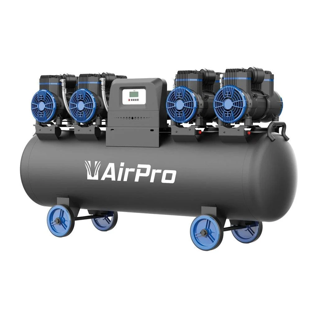 AirPro 380 L/min Ölfreier Flüsterkompressor, Silent Kompressor - 4x2 PS - 120 L Tankvolumen, 400V - CP56P4T120