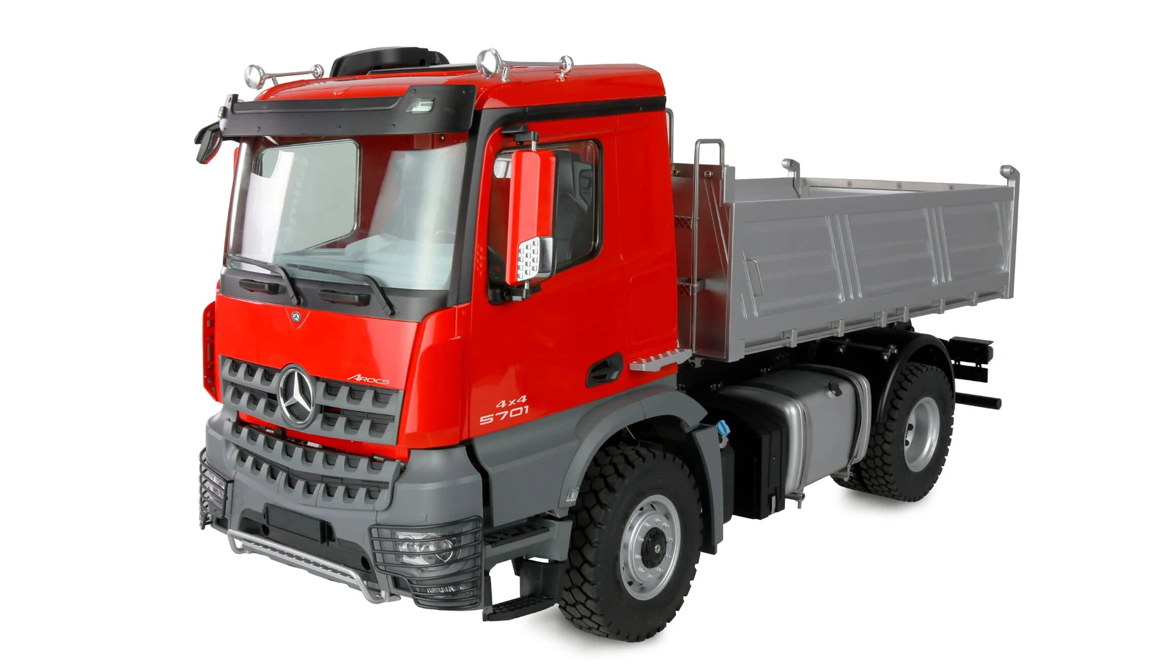 Amewi Mercedes-Benz Arocs 4x4 Muldenkipper 1:14 RTR Metall-LKW, LED, Sound & 2-Gang Rot
