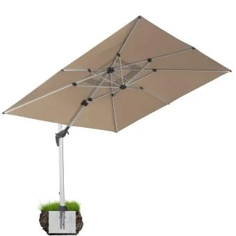 anndora Ampelschirm Aluminium dark natural 3m x 4m quadratisch - 360º drehbar - komplett schwenkbar neigbar - inklusive Bodenanker
