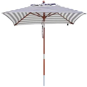 anndora Sonnenschirm Knickbar 2x2m eckig Gestreift Blau Weiß Winddach UV-Schutz