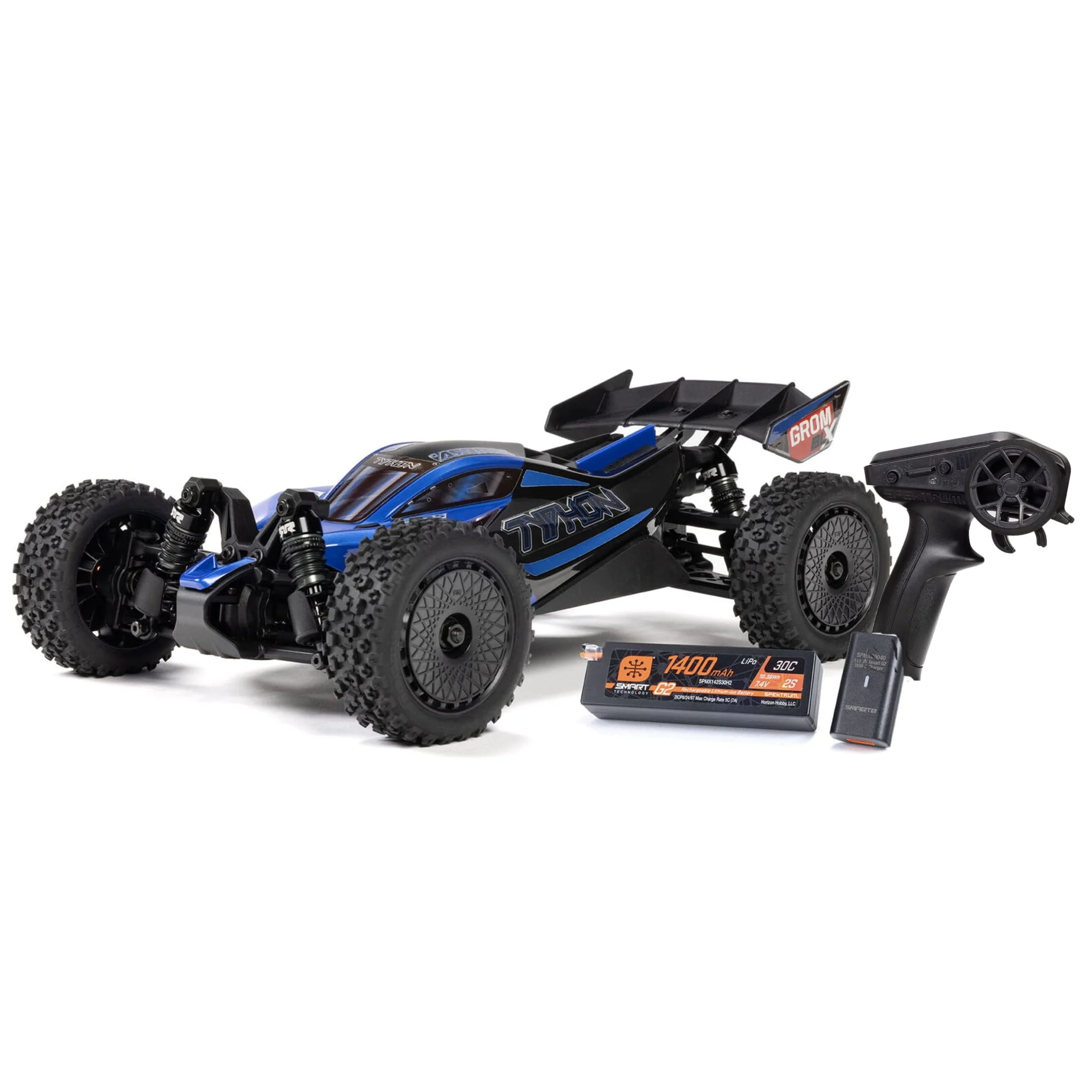 Arrma RC Buggy Typhon Grom 223S BLX 4X4 Small Brushless RTR, Akku, Lader Blau