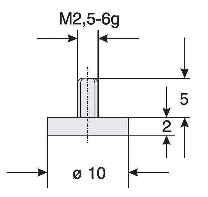 Austauschbarer Abtaststift M2.5 mit flachem Hartmetall-Abtaststift 10 mm, Schut