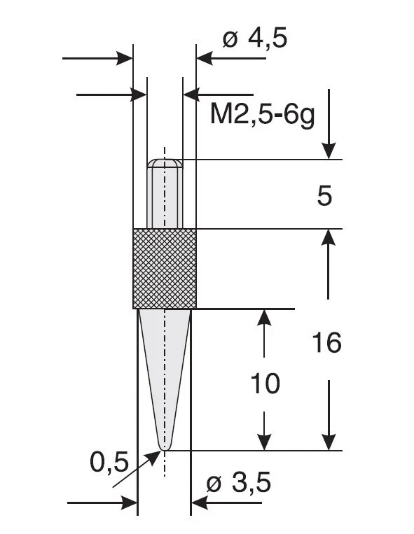 Austauschbarer Abtaststift M2.5 mit Stahlabtaststift Radius R0.5, Schut