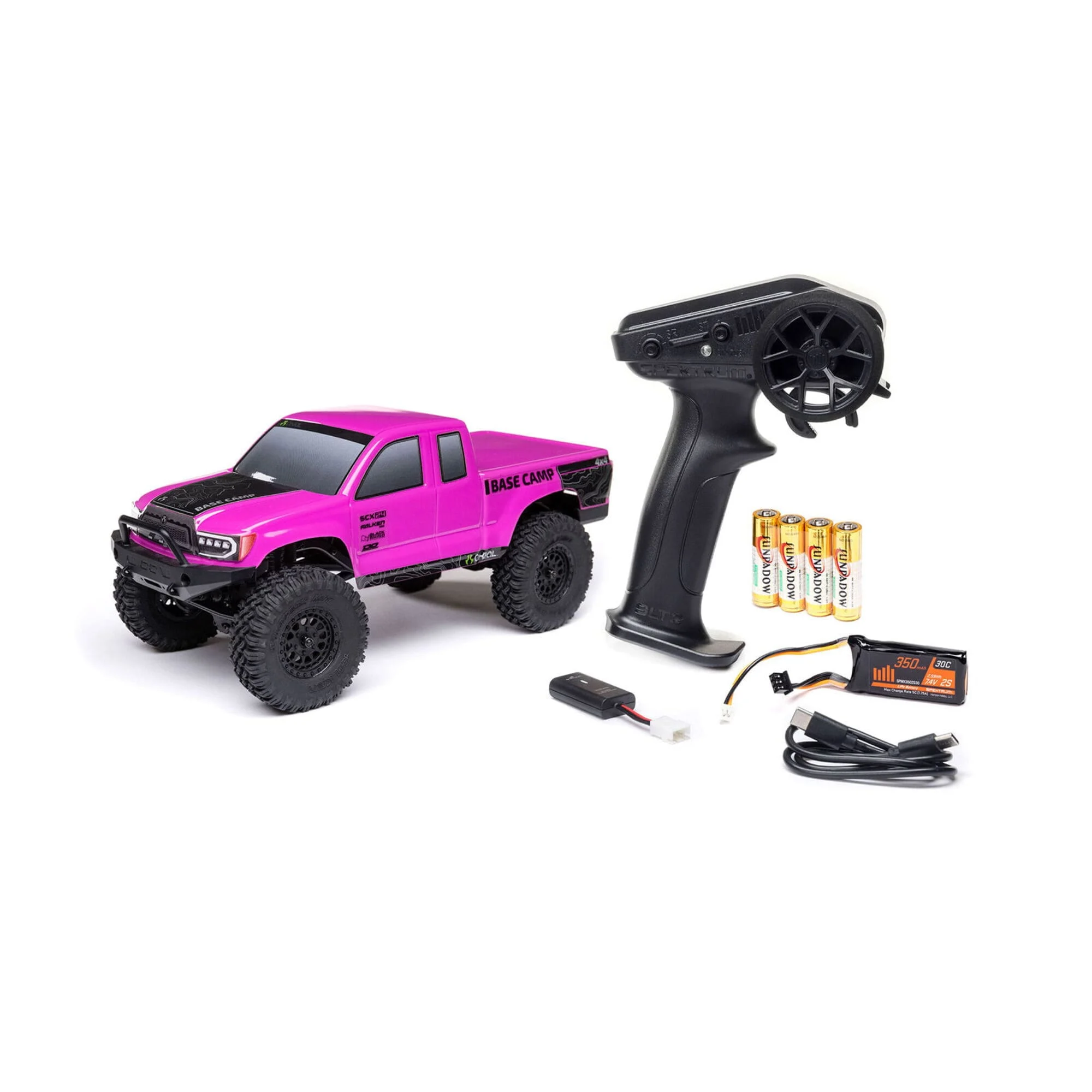 Axial SCX24 Base Camp 4WD RC Rock Crawler RTR - Kompakt mit Akku und Ladegerät Pink