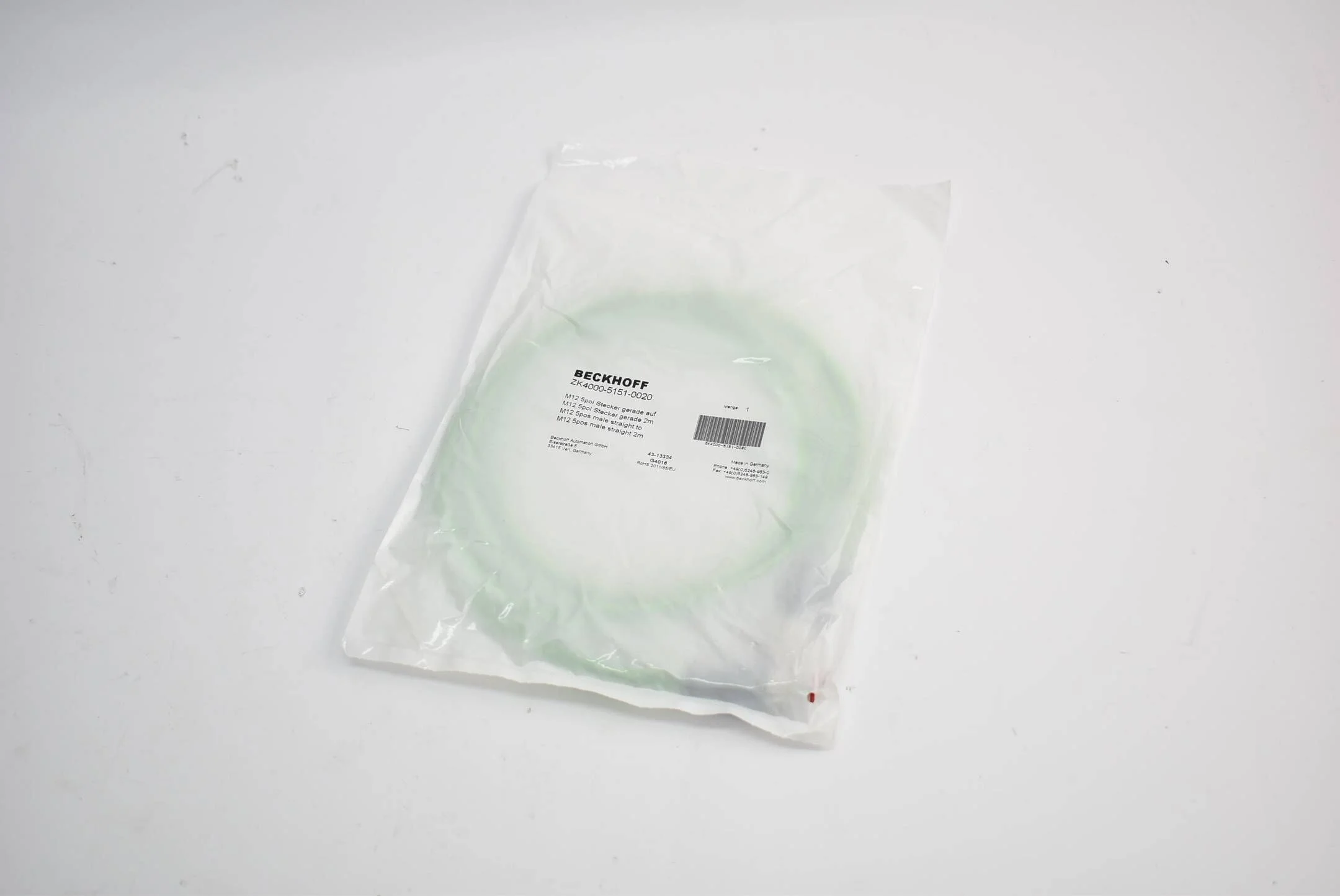 Beckhoff Encoderanschlussleitung M12 5pol Stecker gerade 2 m ZK4000-5151-0020