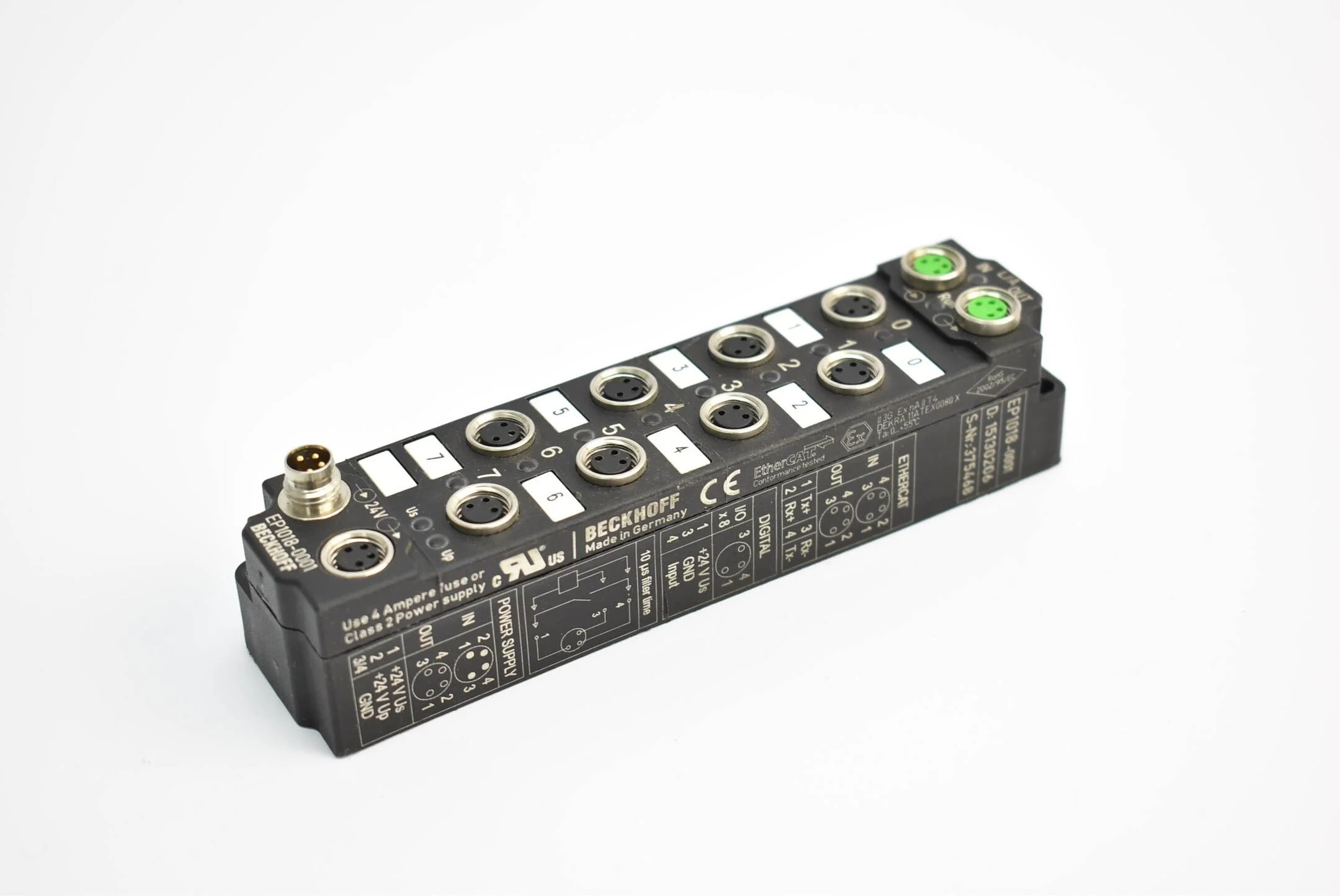 Beckhoff EtherCAT Box 8-Kanal-Digital-Eingang 24VDC M8 EP1018-0001