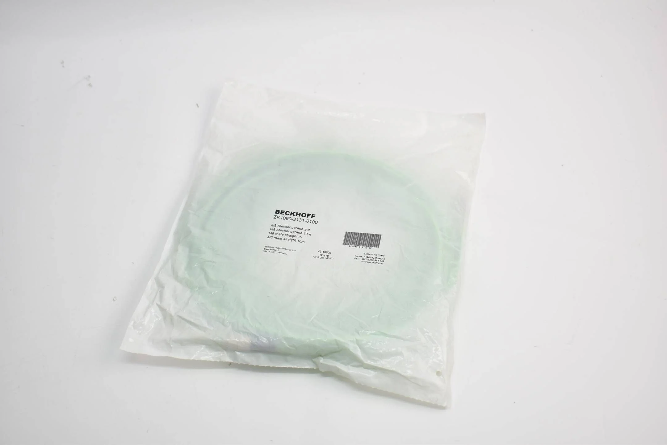 Beckhoff EtherCAT-Leitung PUR AWG 26 M8 Stecker 10 m ZK1090-3131-0100