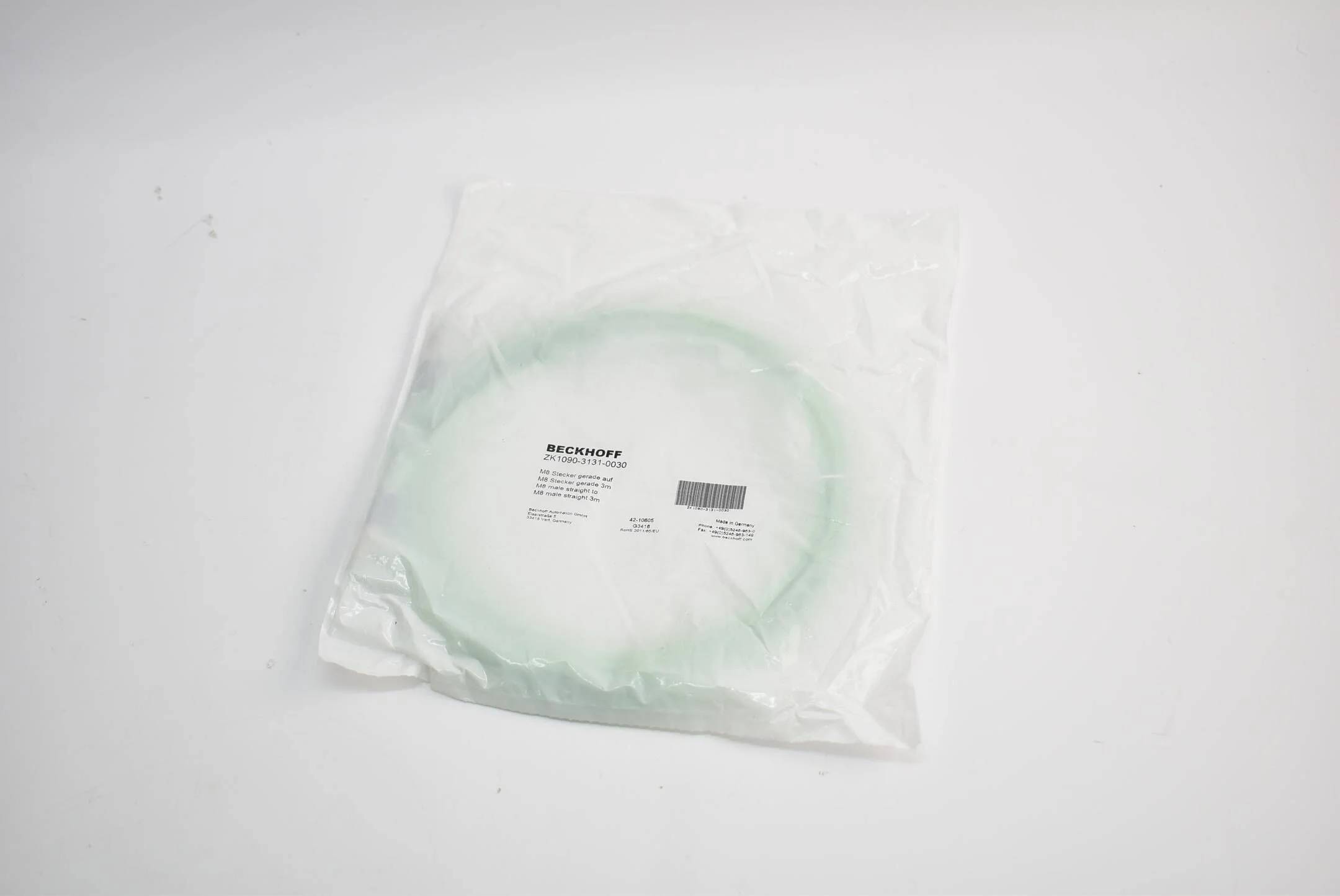 Beckhoff EtherCAT-Leitung PUR AWG 26 M8 Stecker 3 m ZK1090-3131-0030