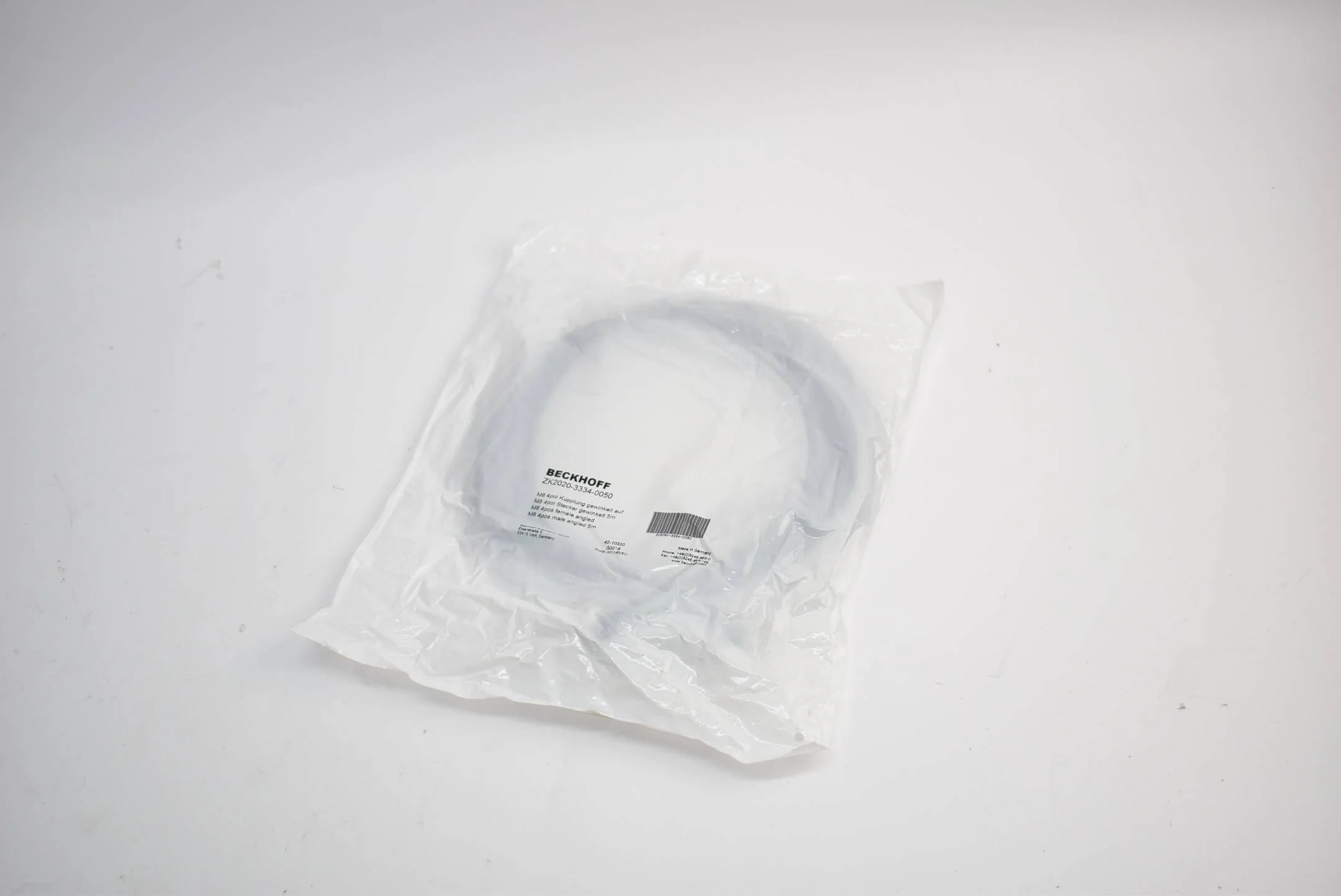 Beckhoff Powerleitung PUR M8 4pol Kupplung 5 m ZK2020-3334-0050