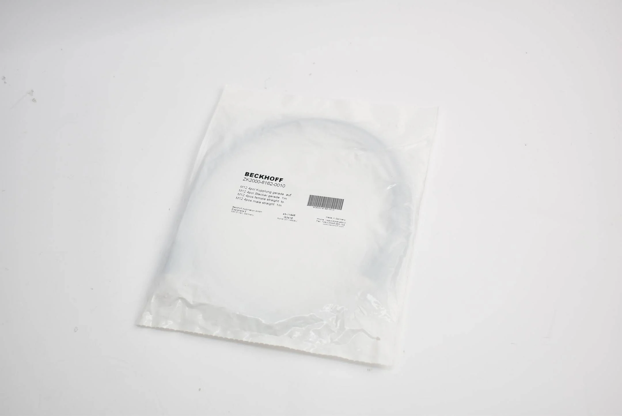 Beckhoff Sensorleitung PUR M12 4pol Kupplung 1 m ZK2000-6162-0010