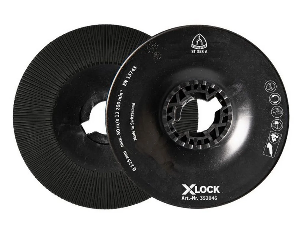 Bodenplatte 115mm X-LOCK gerippt starr ST358A, KLINGSPOR