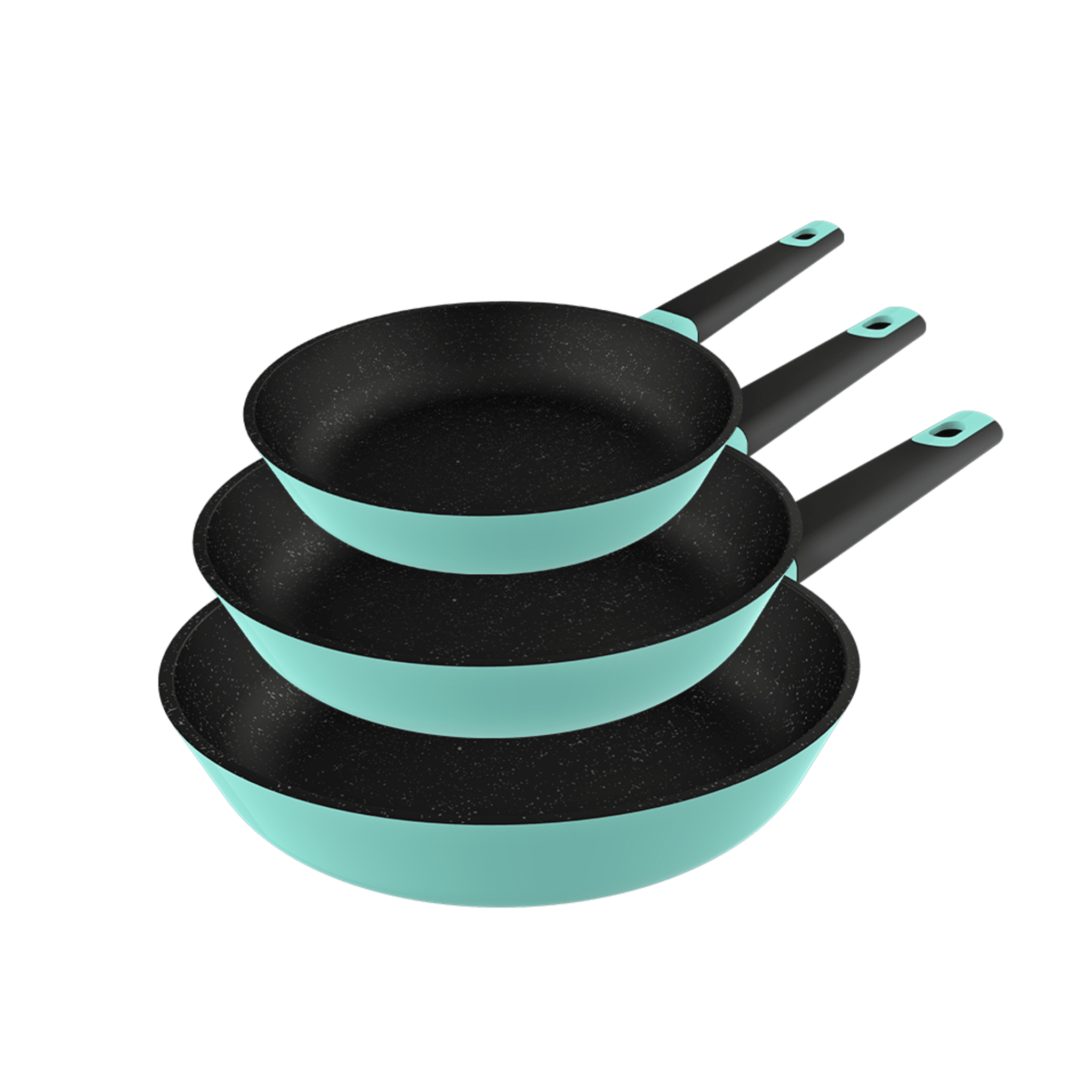 Bratpfannen-Set Polka Experience 18-22-26 Bucket Set Shark Durchmesser 18-22-26, Aluminiumguss, Antihaftbeschichtung, geeignet für alle Herdarten und Geschirrspüler, grün