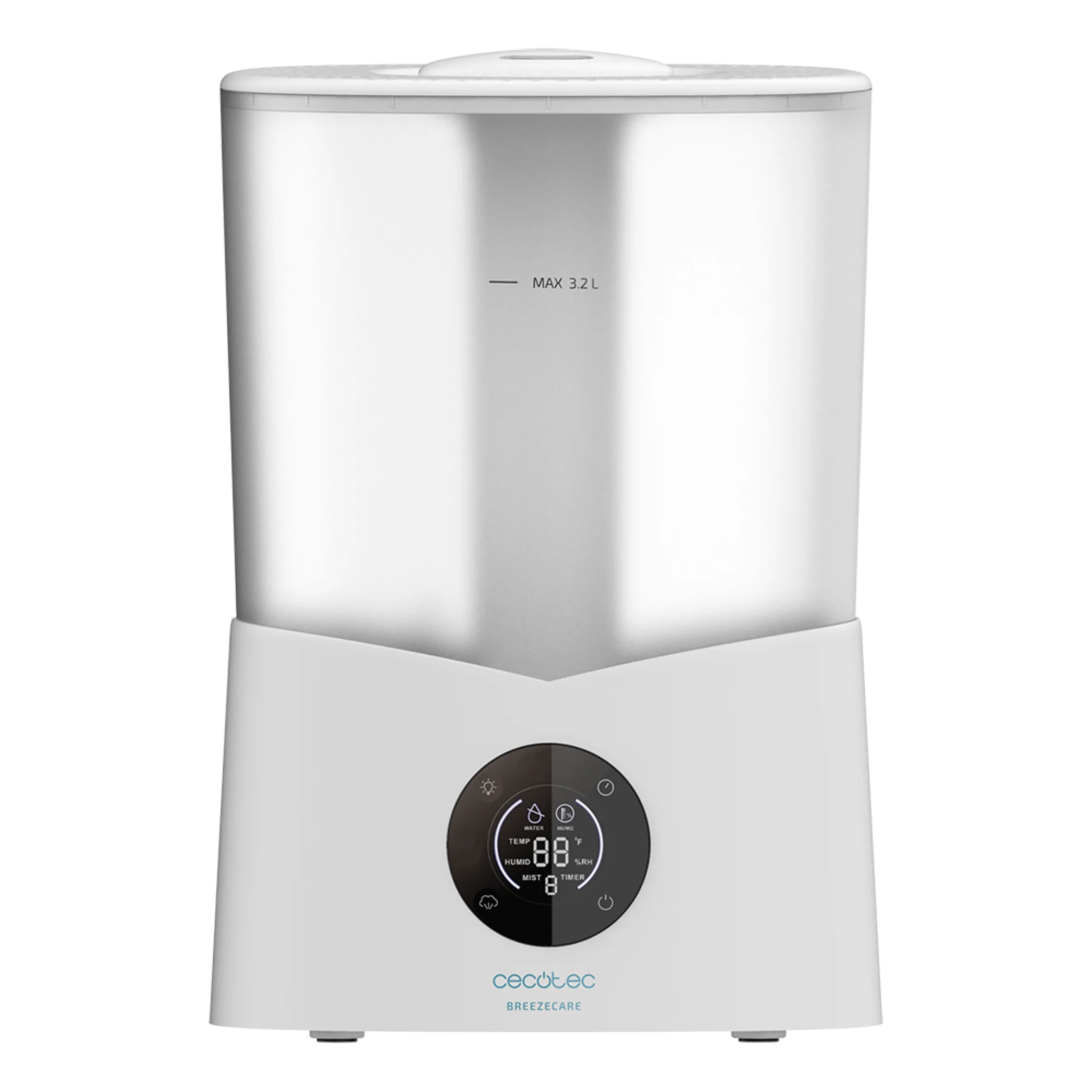 BreezeCare 2600 Light Smart Luftbefeuchter. Tank 3,2 Liter, Befeuchter 260 ml/h, Reichweite bis zu 40 m2, 3 Geschwindigkeiten, Timer bis zu 8 Stunden