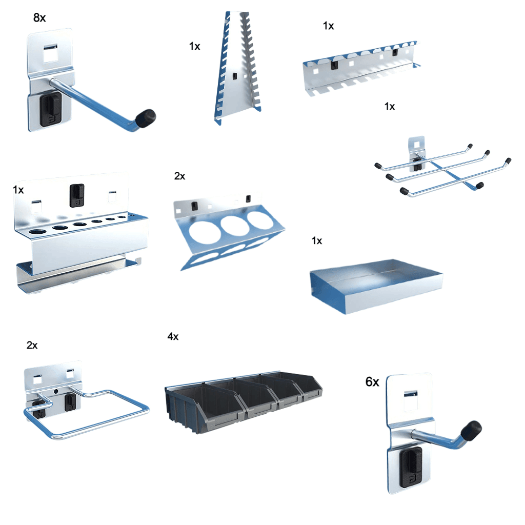 Bullram TOOLBOX4YOU Expert Serie - Haken Set für Werkzeugwand - 27 Teile
