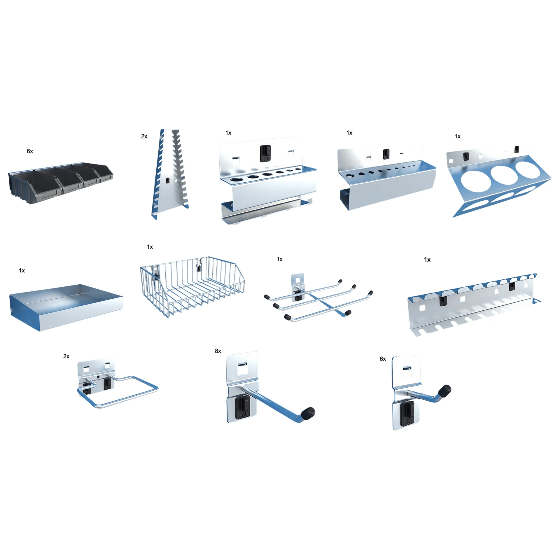 Bullram TOOLBOX4YOU Expert Serie - Haken Set für Werkzeugwand - 31 Teile