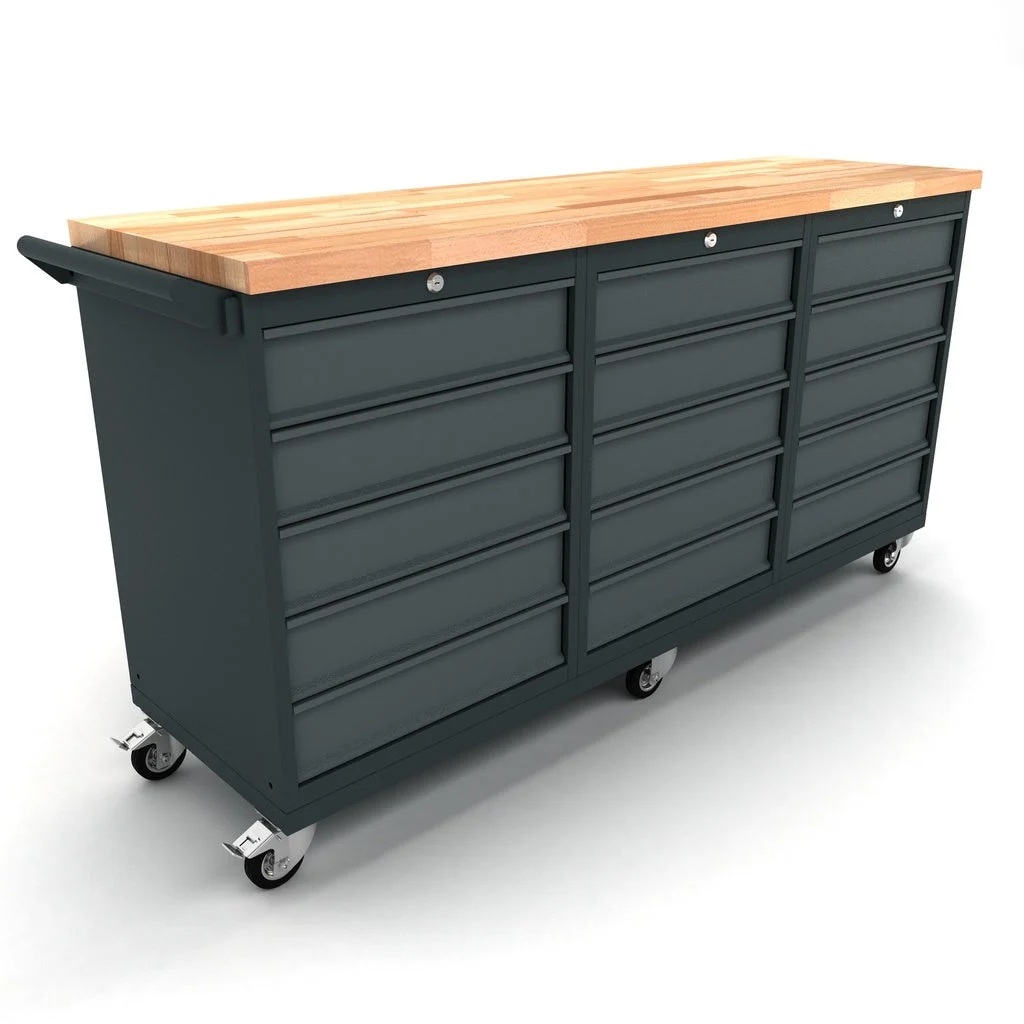 Bullram TOOLBOX4YOU Mobile Werkbank fahrbar 3x 5 Schubladenschrank - 186cm - WBG186M04