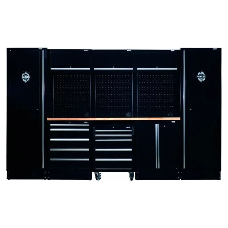 BUNKER 3240mm Modulare Werkstatteinrichtung Werkbank mit Hartholz-Arbeitsplatte - 16-teilig - D04398