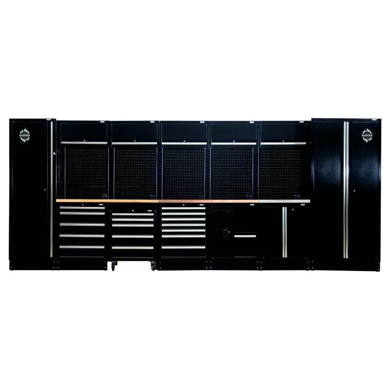 BUNKER 4915 mm Modulare Werkstatteinrichtung Werkbank mit Edelstahl-Spüle und Hartholz-Arbeitsplatte - 25-teilig - D04389