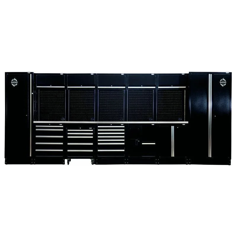 BUNKER 4915mm Modulare Werkstatteinrichtung Werkbank mit Edelstahl-Spüle und Edelstahl-Arbeitsplatte - 25-teilig - D04391