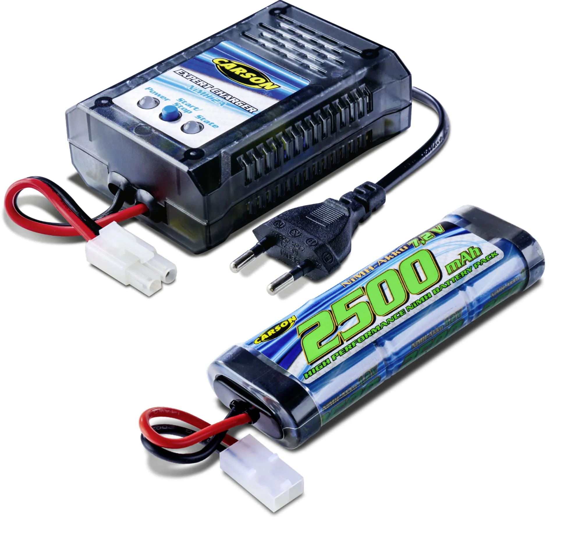 Carson Expert Charger NiMH 2A Ladegerät Set mit Netzteil für RC Akkus Schnellladung