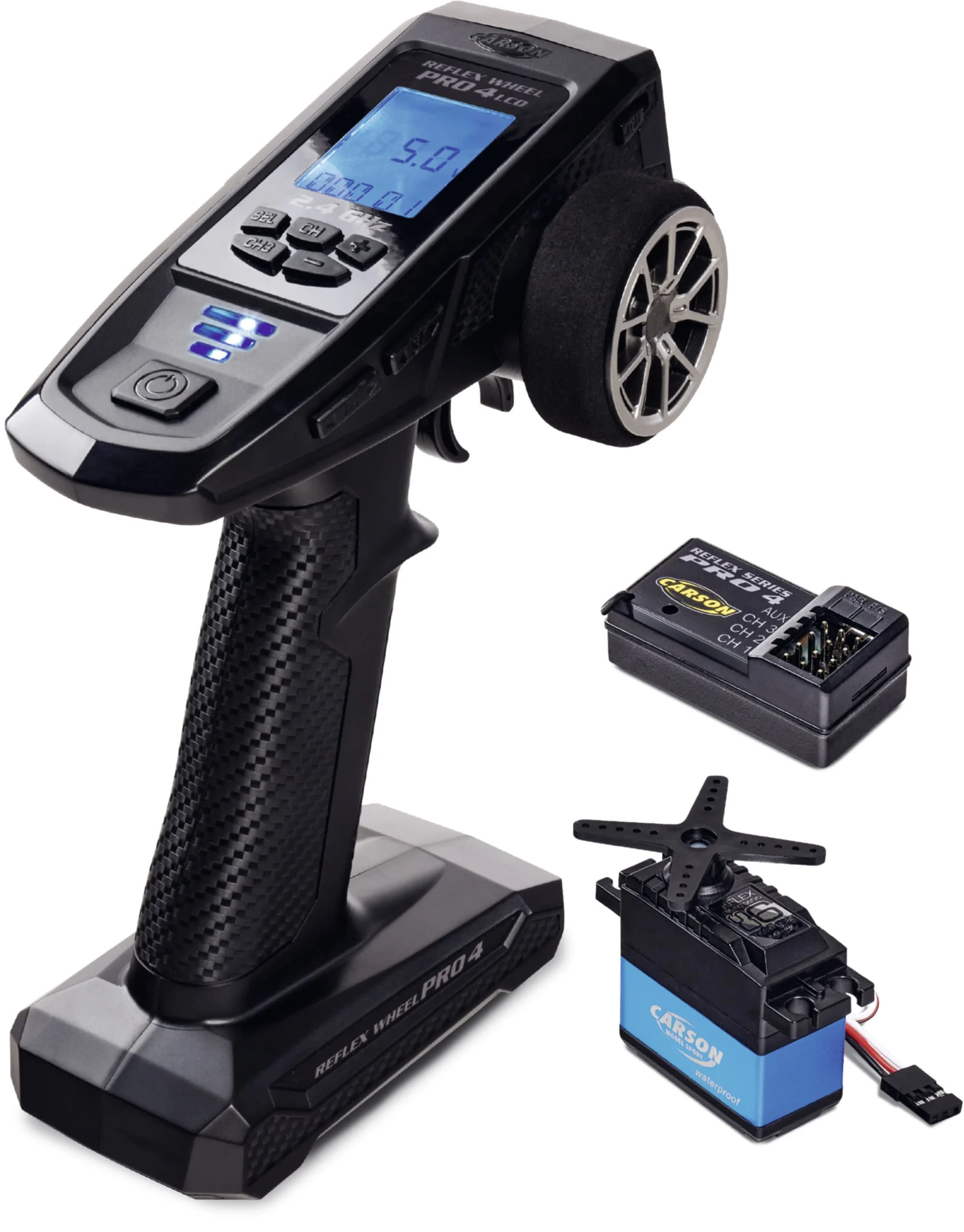 Carson FS Reflex Wheel Pro 4 2,4 GHz LCD Fernsteuerung Set inkl. Servo 6 kg - Tamiya Ready
