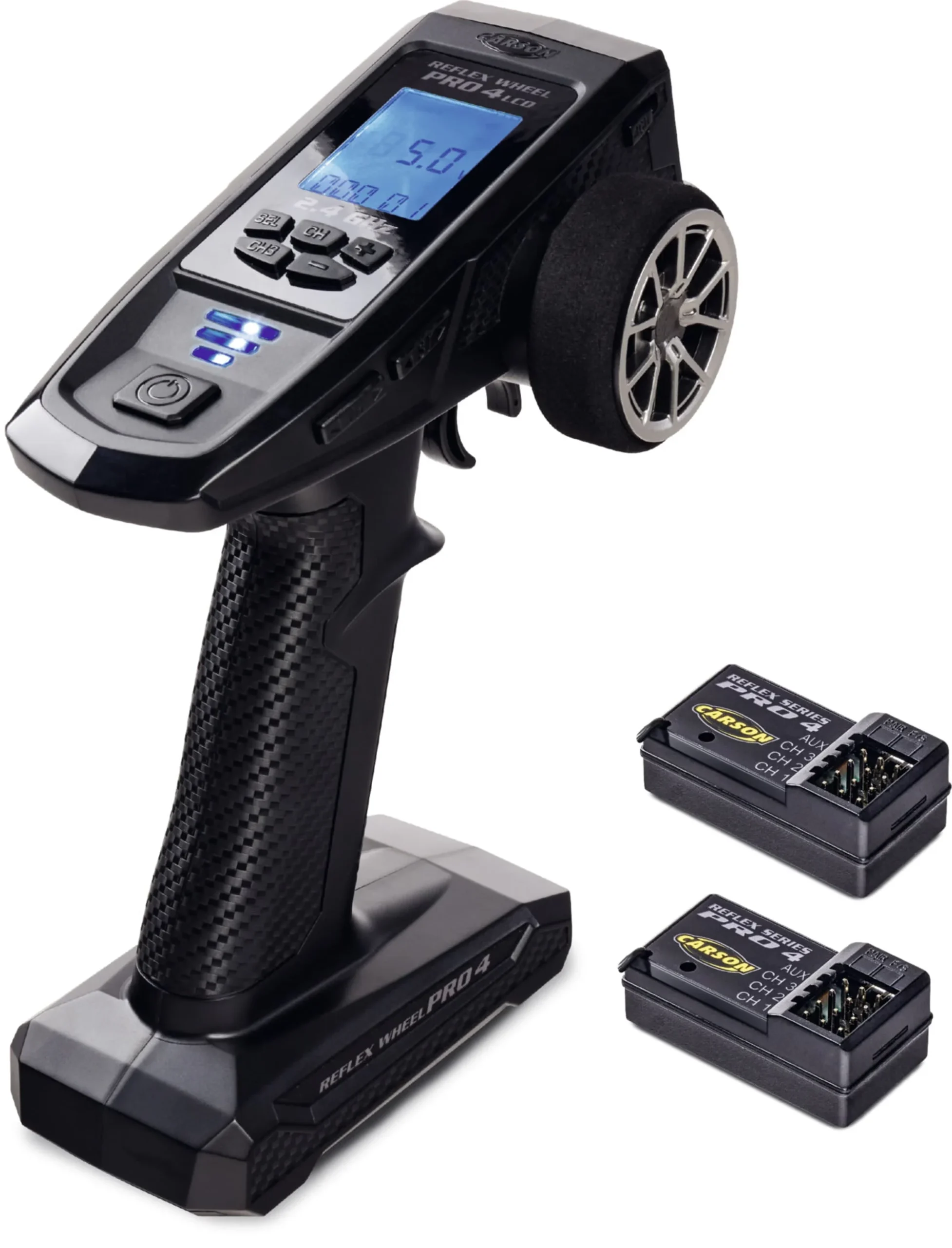 Carson FS Reflex Wheel Pro 4 Fernsteuerung 2,4GHz LCD mit 2 Empfängern Tamiya kompatibel