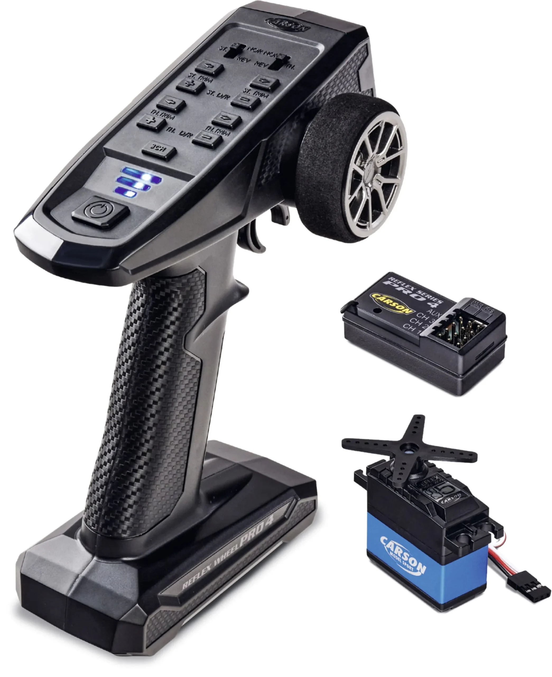 Carson RC Fernsteuerung Set FS Reflex Wheel Pro 4 2.4GHz mit 5kg Servo für RC Modelle