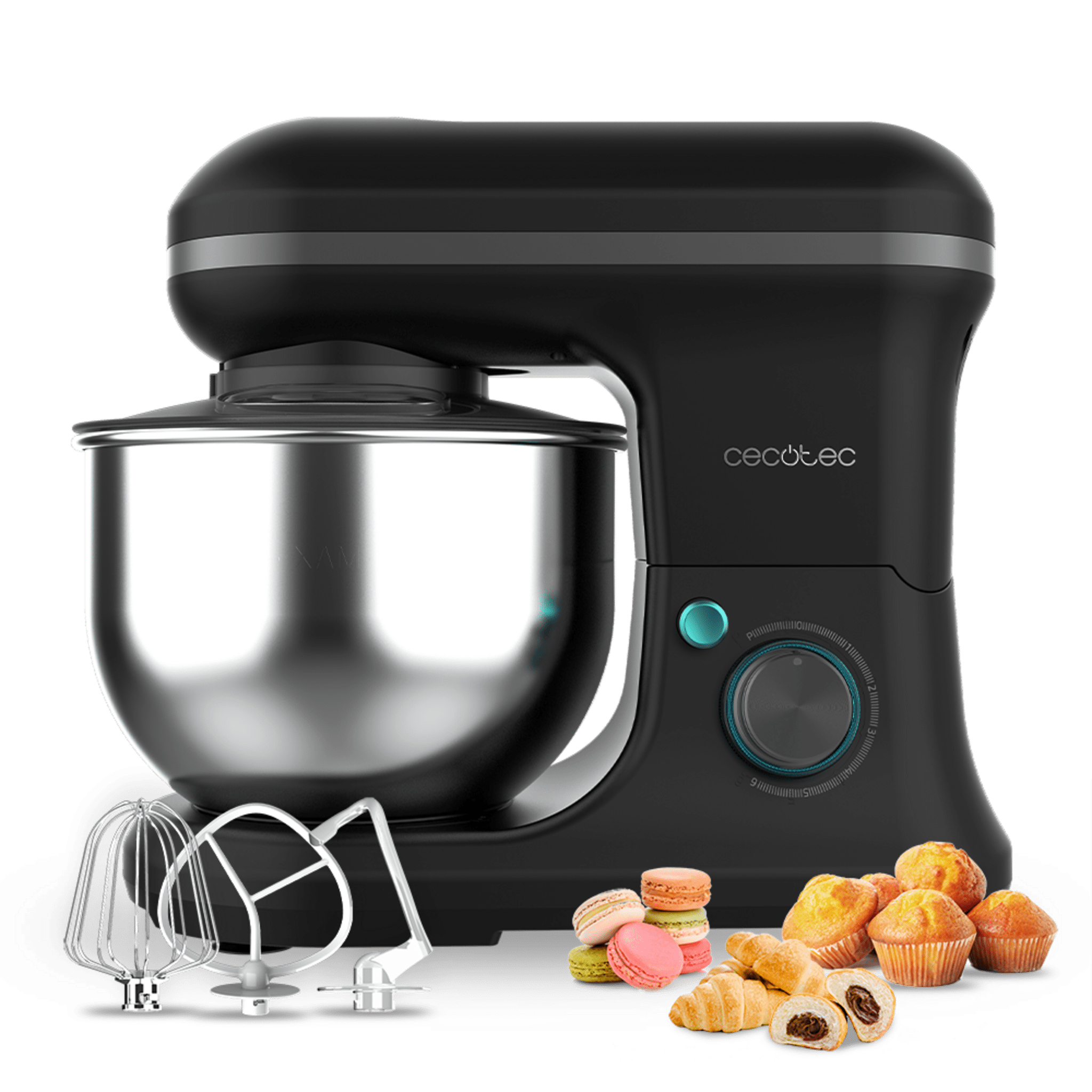 Cecomixer Merengue 5L 1200 Black Mixer Mixer mit 5 Funktionen, elegantem Design und Zubehör zum Mischen und Kneten.