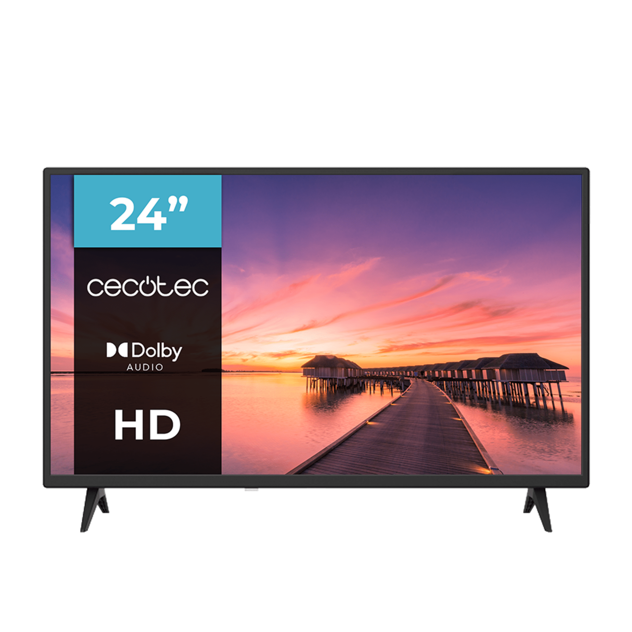 Cecotec TV 24-Zoll-LED-Fernseher mit HD-Auflösung, Dolby-System und Flash-Speicher.
