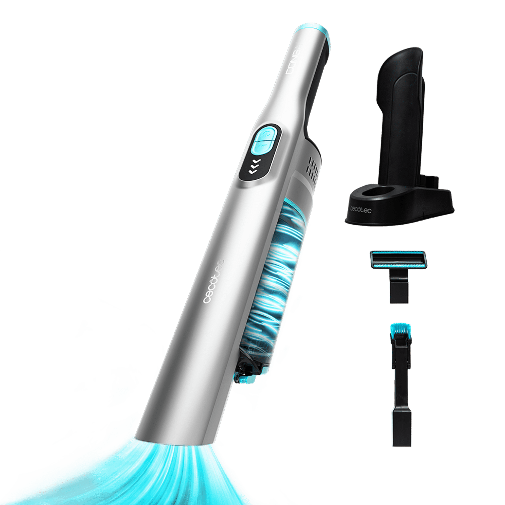 Conga Rockstar Micro Essential Ultraleichter Handstaubsauger mit 90-W-Digital-Brushless-Motor und 13 kPa Saugleistung. Autonomie bis zu 40 Minuten. Zwei Leistungsmodi. Mit 2in1-Zubehör, Polsterzubehör und selbstladender Basis.