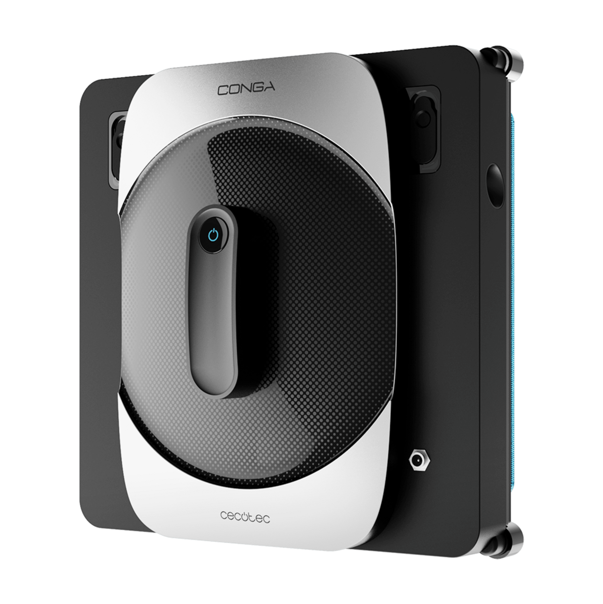 Conga Windroid 1290 DoubleSpray Connected. Fensterputzroboter. Quadratisches Design, um Ecken zu erreichen. Doppelter Wasserstrahl. Steuerung per APP oder per Fernbedienung. 5 Reinigungsmodi, 4 Sicherheitssysteme.