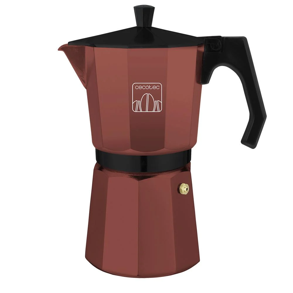 Cumbia Mokclassic 300 Garnet Granatroter Espressokocher aus Aluminium für 3 Tassen, geeignet für verschiedene Arten Herde und einfach zu reinigen.