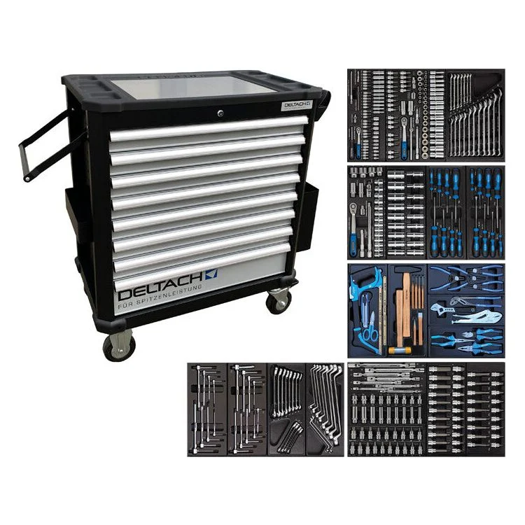 DELTACH Profi Werkstattwagen bestückt, gefüllt D2-XL - 350tlg Werkstattwagen mit Werkzeug bestückt 525152