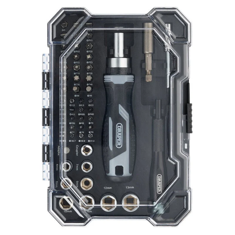 Draper Tools Bitsatz mit Ratschenschraubendreher, 55 Stück D13442