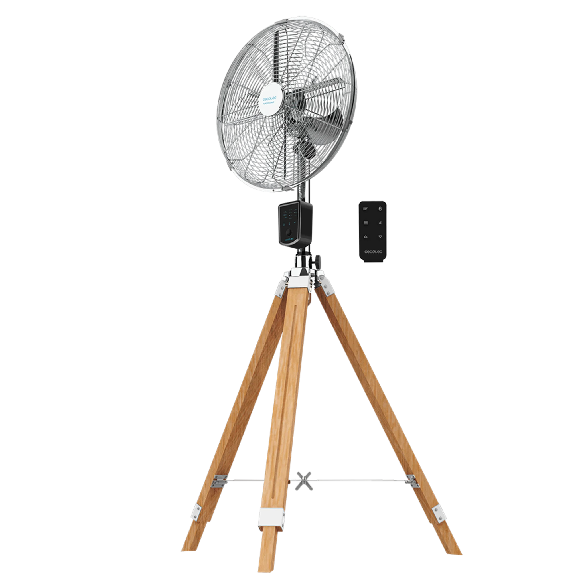 Dreifuß Standventilator EnergySilence 1600 Woody Smart 50W, 4 Flügel, 16 Zoll, 40 cm Durchmesser, 3 Geschwindigkeiten, 3 Modi, einstellbare Höhe und Neigung, Fernbedienung, Timer