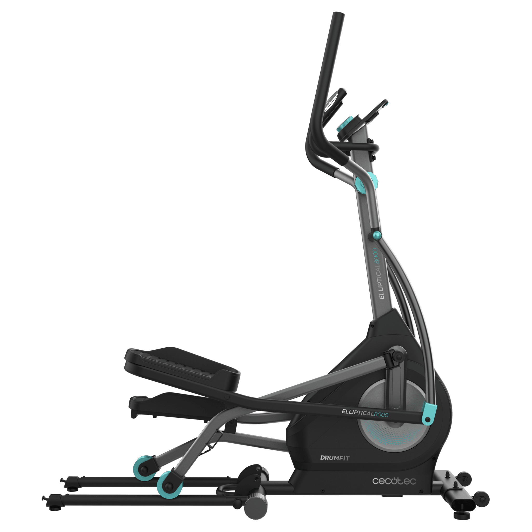 Drumfit Elliptical 8000 Motor Pro Ellipsentrainer mit motorisch verstellbarem Magnetwiderstand. APP.Klappbar. LCD-Display mit Geräteunterstützung. 8 kg Schwungrad. Herzfrequenzmessgerät. Schrittlänge 40 cm. Höchstgewicht 110 kg und Höchstgröße 190 cm.