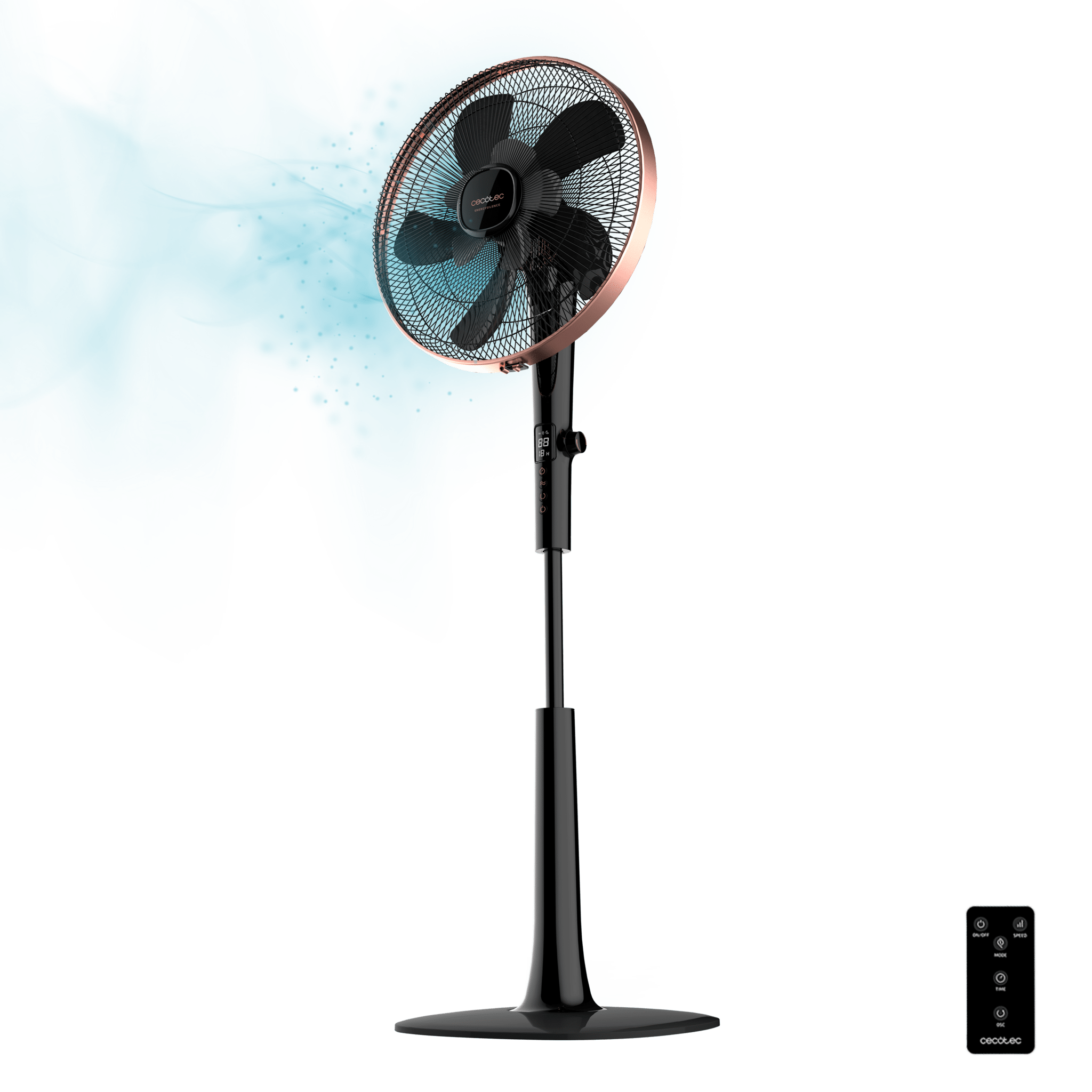 EnergySilence 1040 SmartExtreme - Standventilator, 10 Flügel, 16 "(40cm) Durchmesser, oszillierend, 24 Stufen, einstellbar (112-135cm), Kupfermotor, 15h Timer, 60W, Schwarz