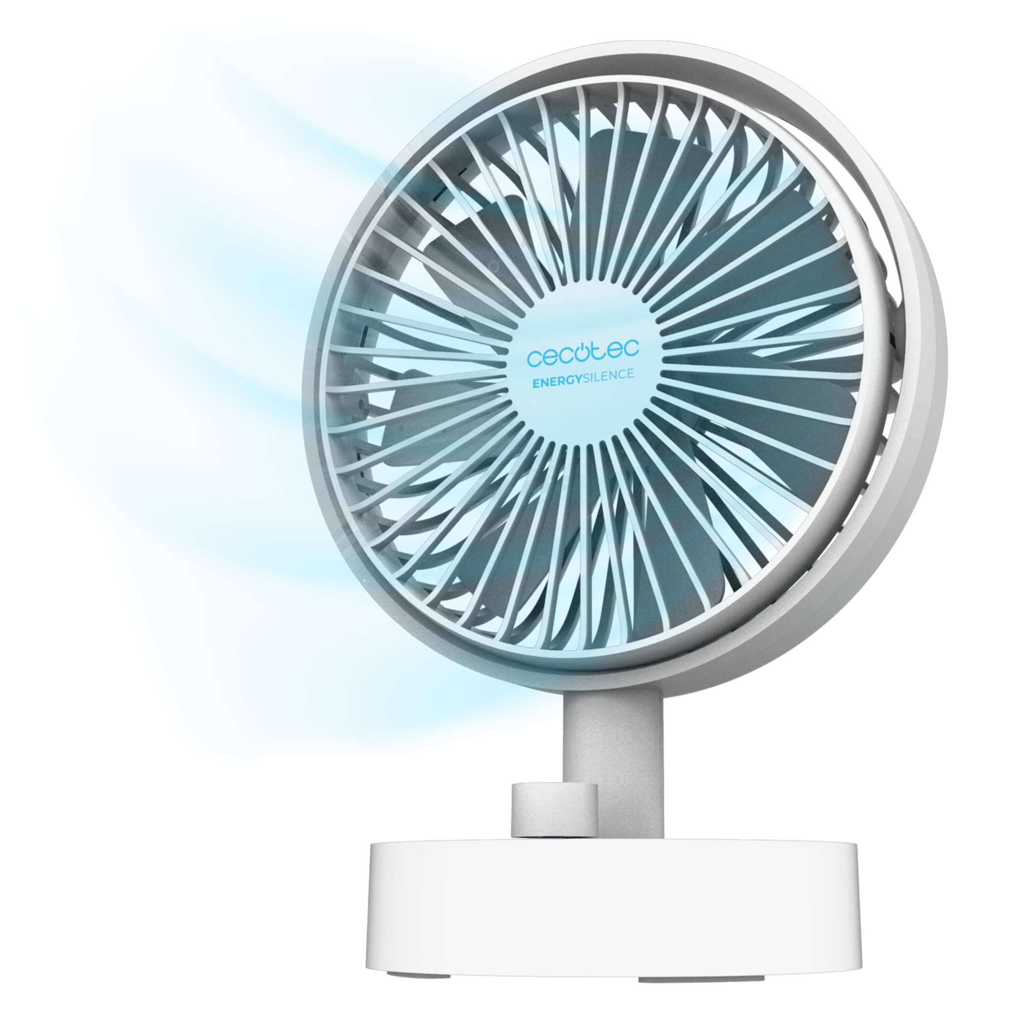 EnergySilence 2000 Portable Desk Batteriebetriebener Tischventilator mit 2000 mAh, automatischer Oszillation und einstellbarer Neigung.