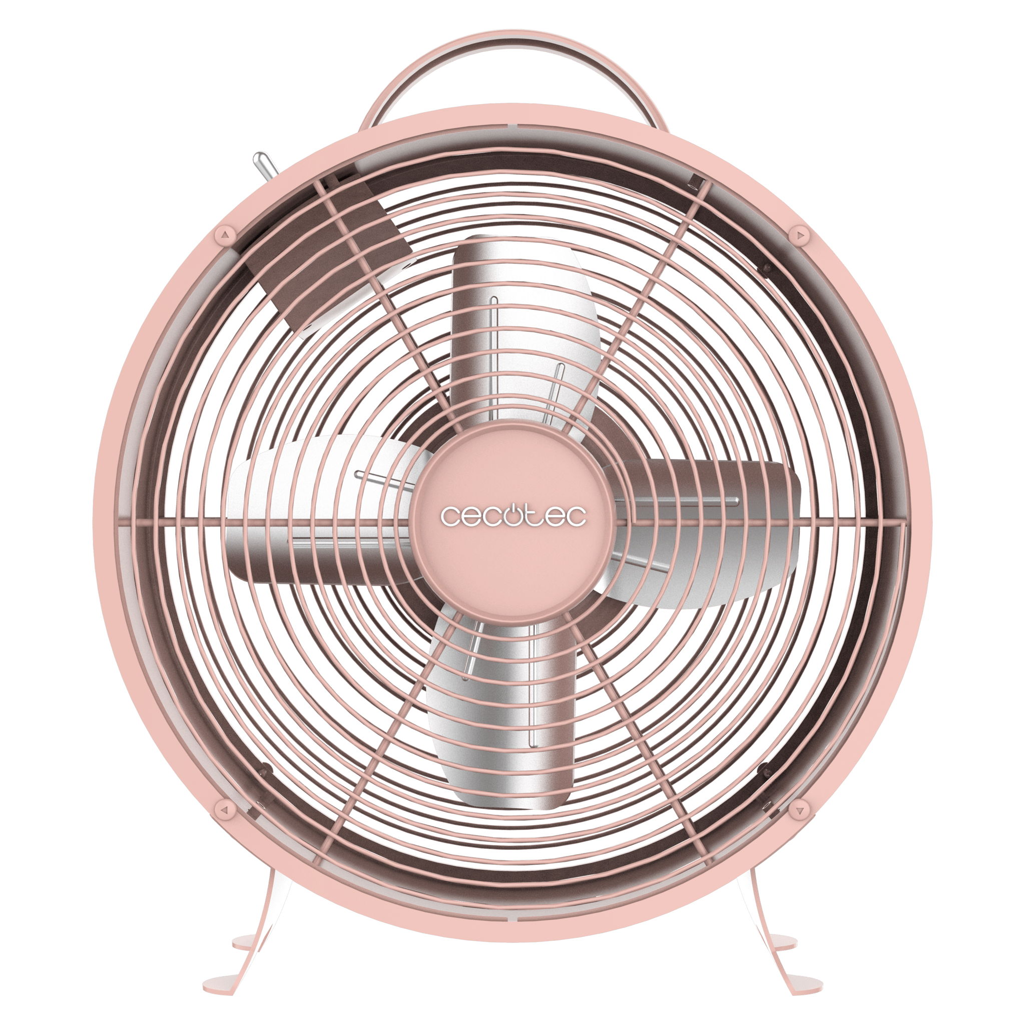 EnergySilence 80 MiniRetro Pink Rosafarbener Tischventilator im Retro-Stil mit 25 W und 4 Flügeln.