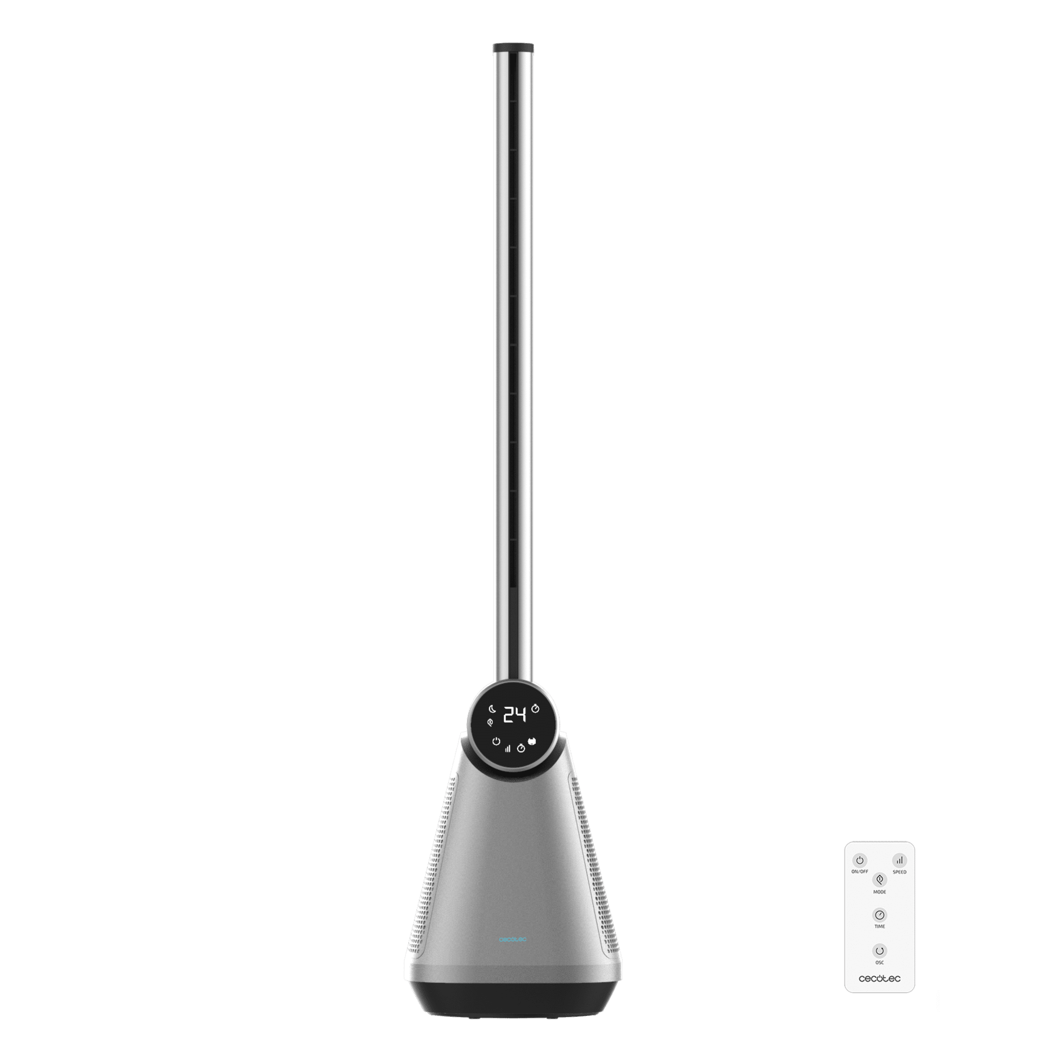 EnergySilence 9890 Skyline Bladeless Dark 39-Turmventilator ohne Flügel mit 50 W, LED-Display, Touch- und Fernsteuerung, 15-Stunden-Timer und Oszillation.