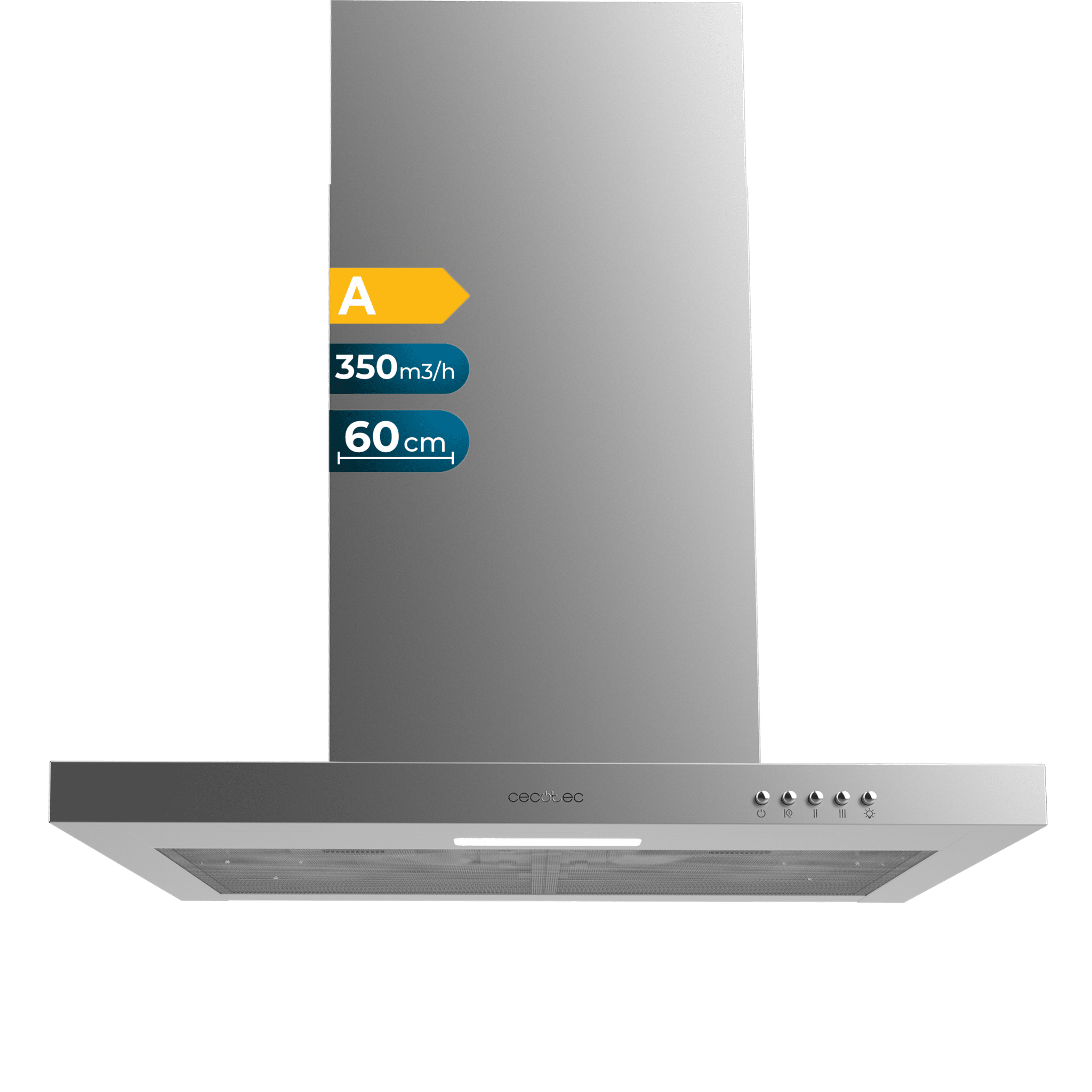 Flux TM 603500 Inox A T Bolero Flux TM 603500 Inox Eine Dunstabzugshaube, 60 cm breit, Ausführung in Edelstahl, Absaugung 350 m3/h, Motor 70 W, Klasse A, mechanische Steuerung, 3 Leistungsstufen, Licht und Kohlefilter.