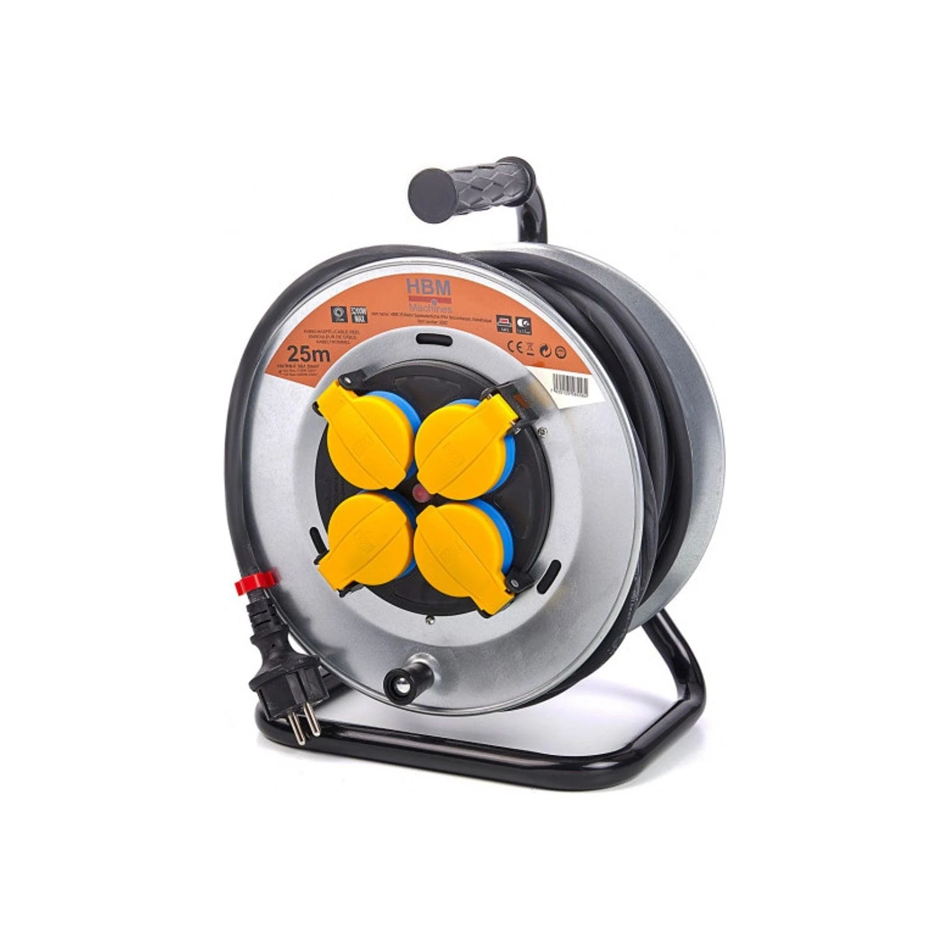 HBM Kabeltrommel, 25 Meter spritzwassergeschützte IP44 Kabeltrommel, 3 x 1,5 mm