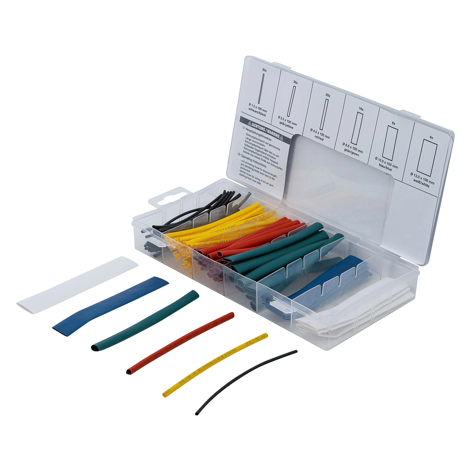 Schrumpf-Schlauch-Sortiment, farbig, 100-tlg.