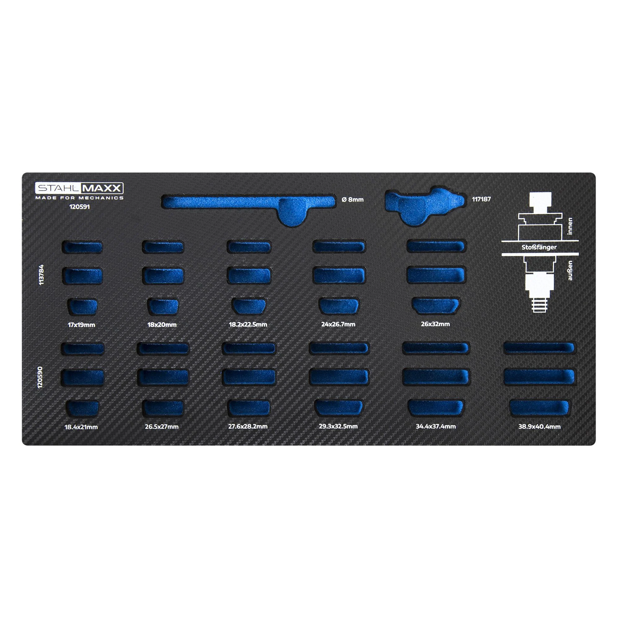 1/3 Passform-Schaumeinlage für PDC Stanz-Werkzeug-Satz für 17 - 40,4mm Sensoren