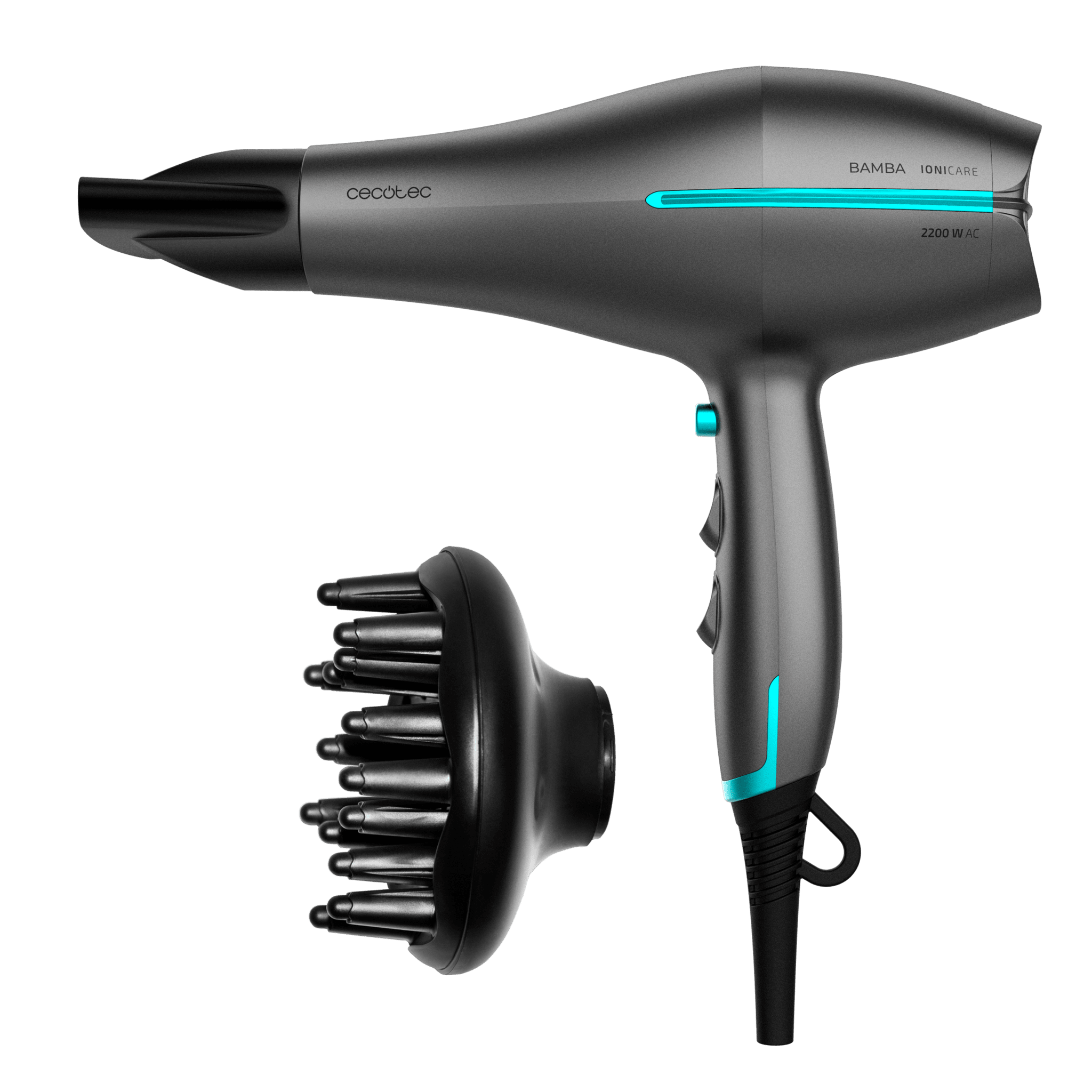 IoniCare 5300 Maxi Aura Black Haartrockner, 2200 W, Kaltluftfunktion, 1,8 m Kabel, schwarz